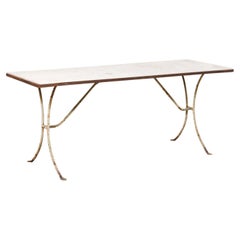 French Marble Top & Iron Base Table, 19th Century