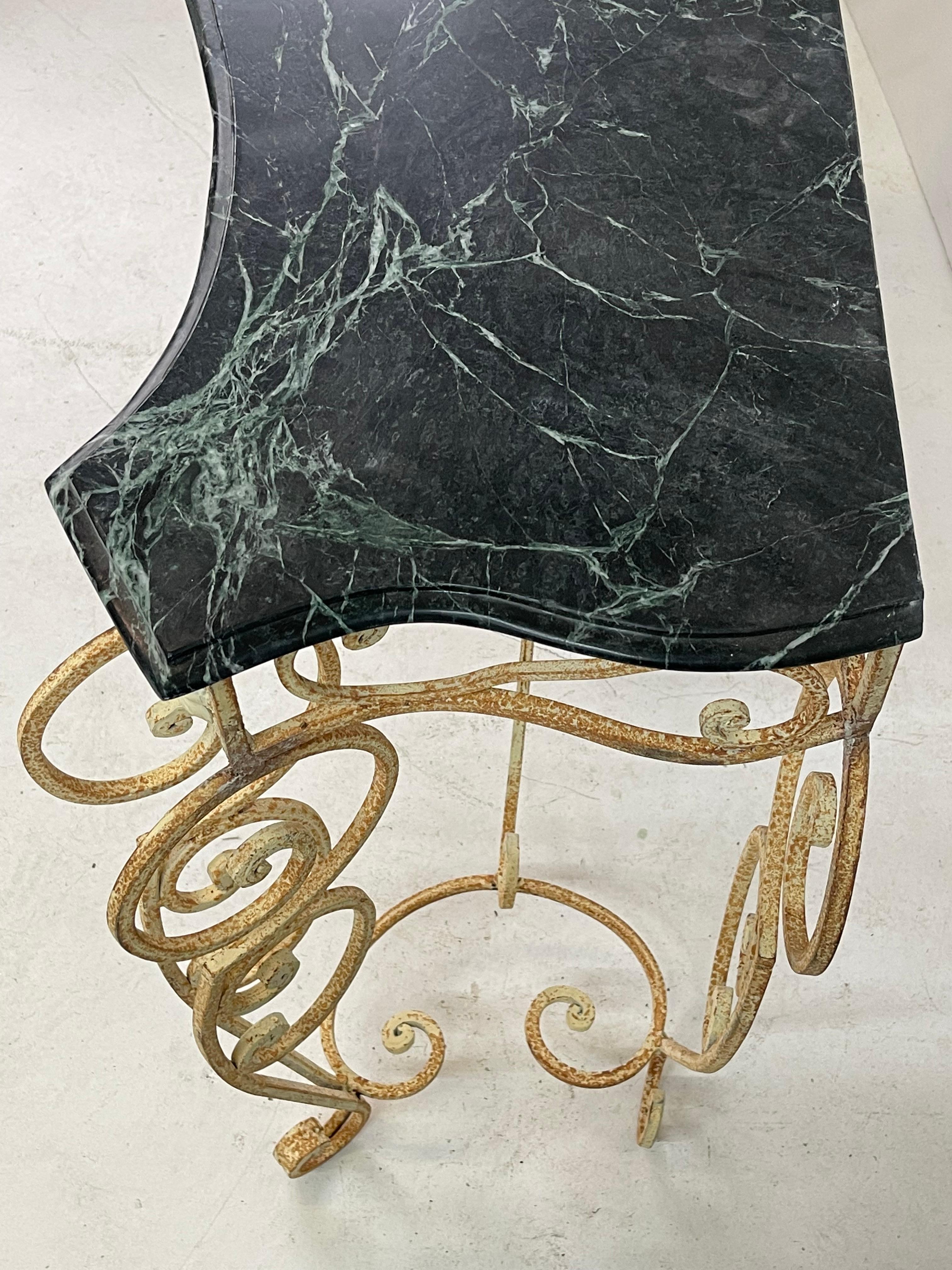 French Marble Top Iron Console 5