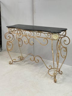 French Marble Top Iron Console