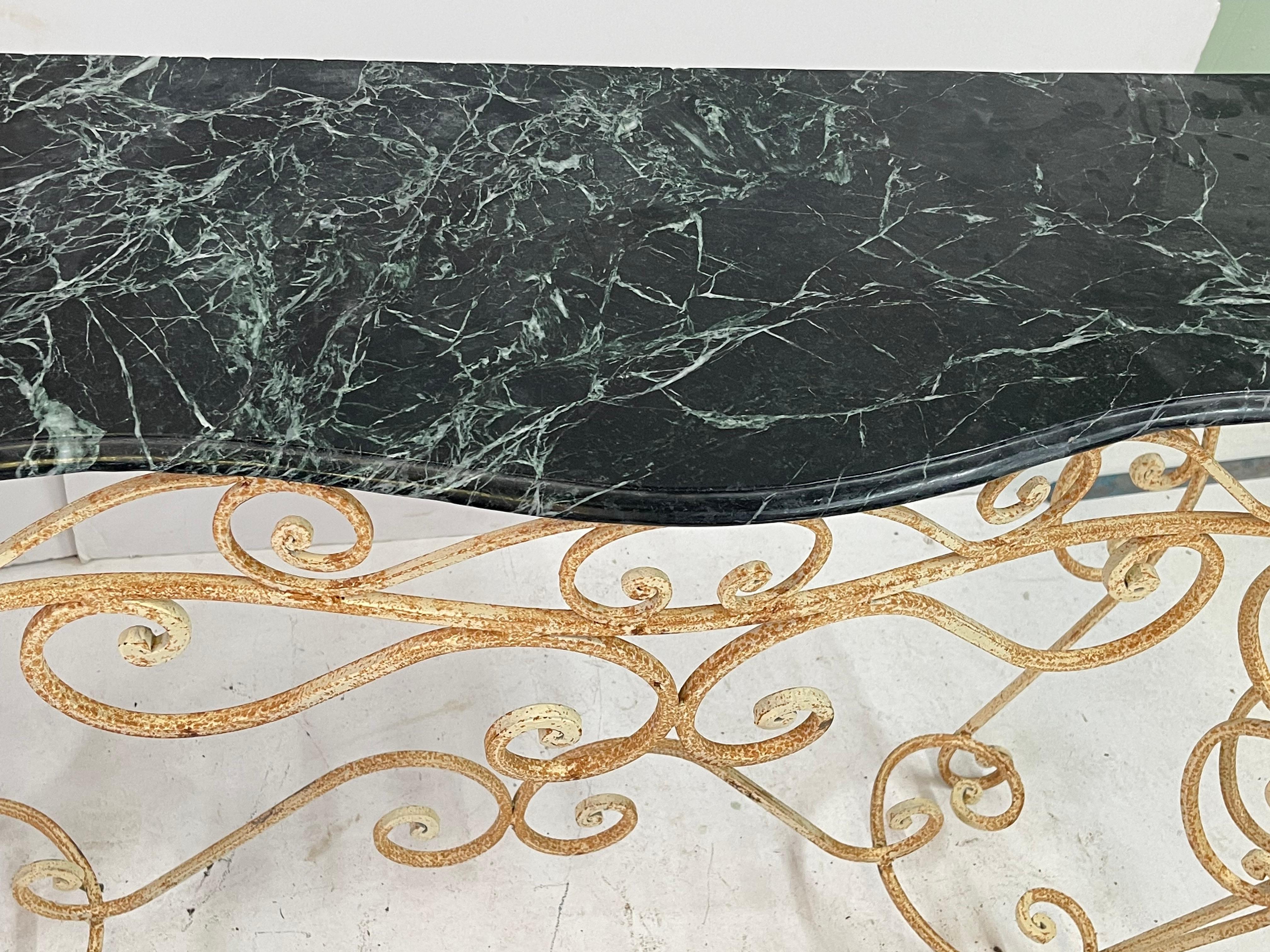 French Marble Top Iron Console In Good Condition In Atlanta, GA