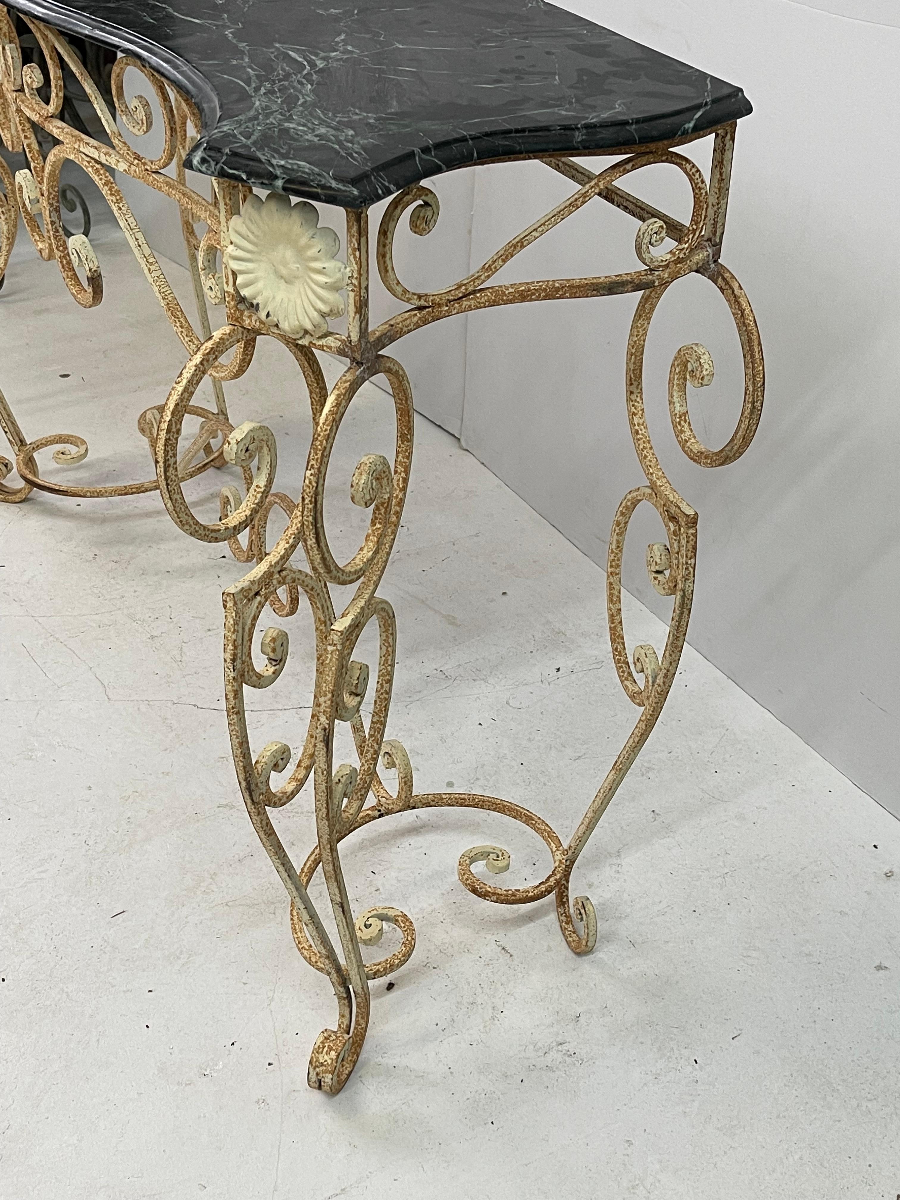 French Marble Top Iron Console 2