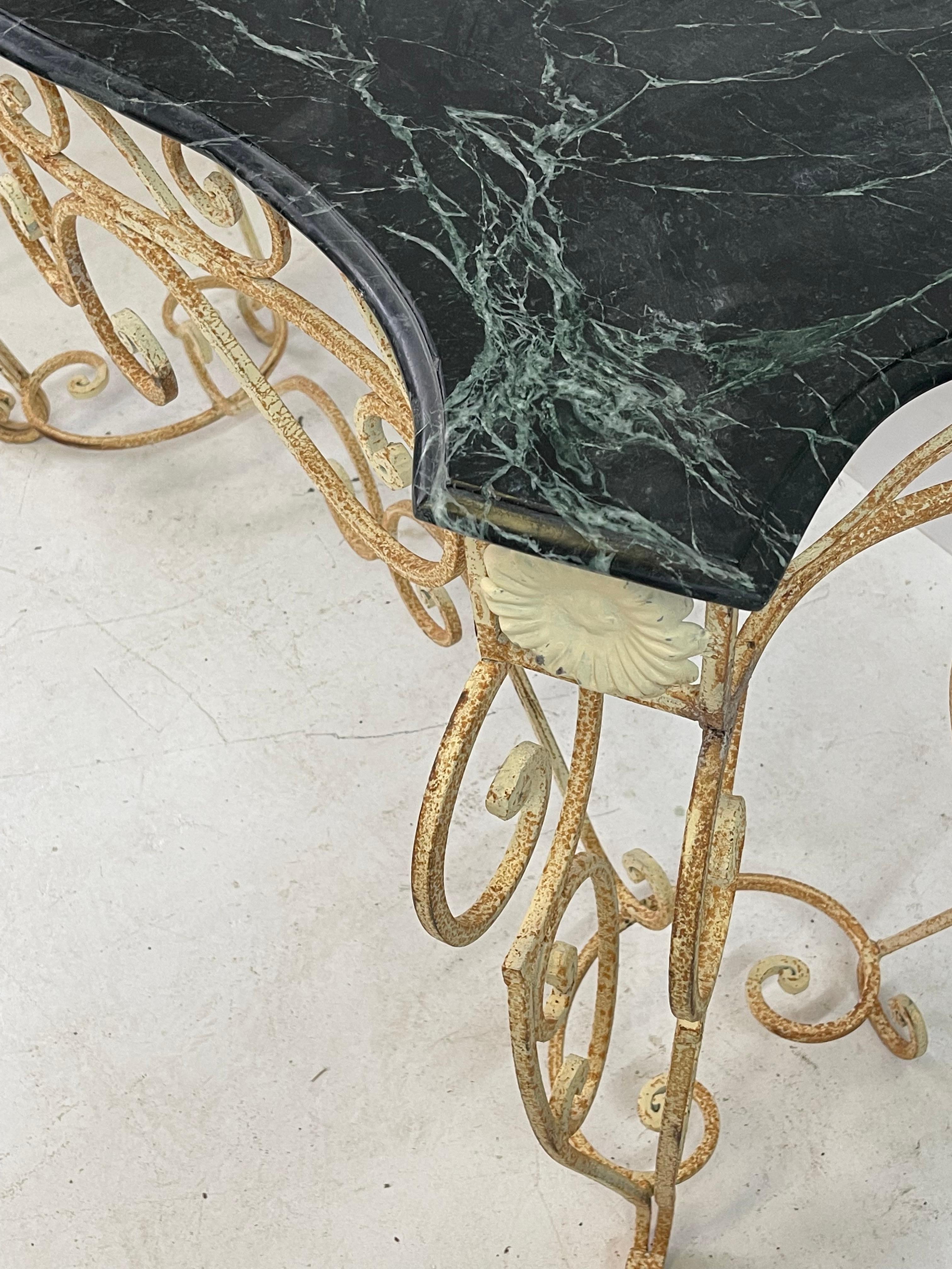 French Marble Top Iron Console 4