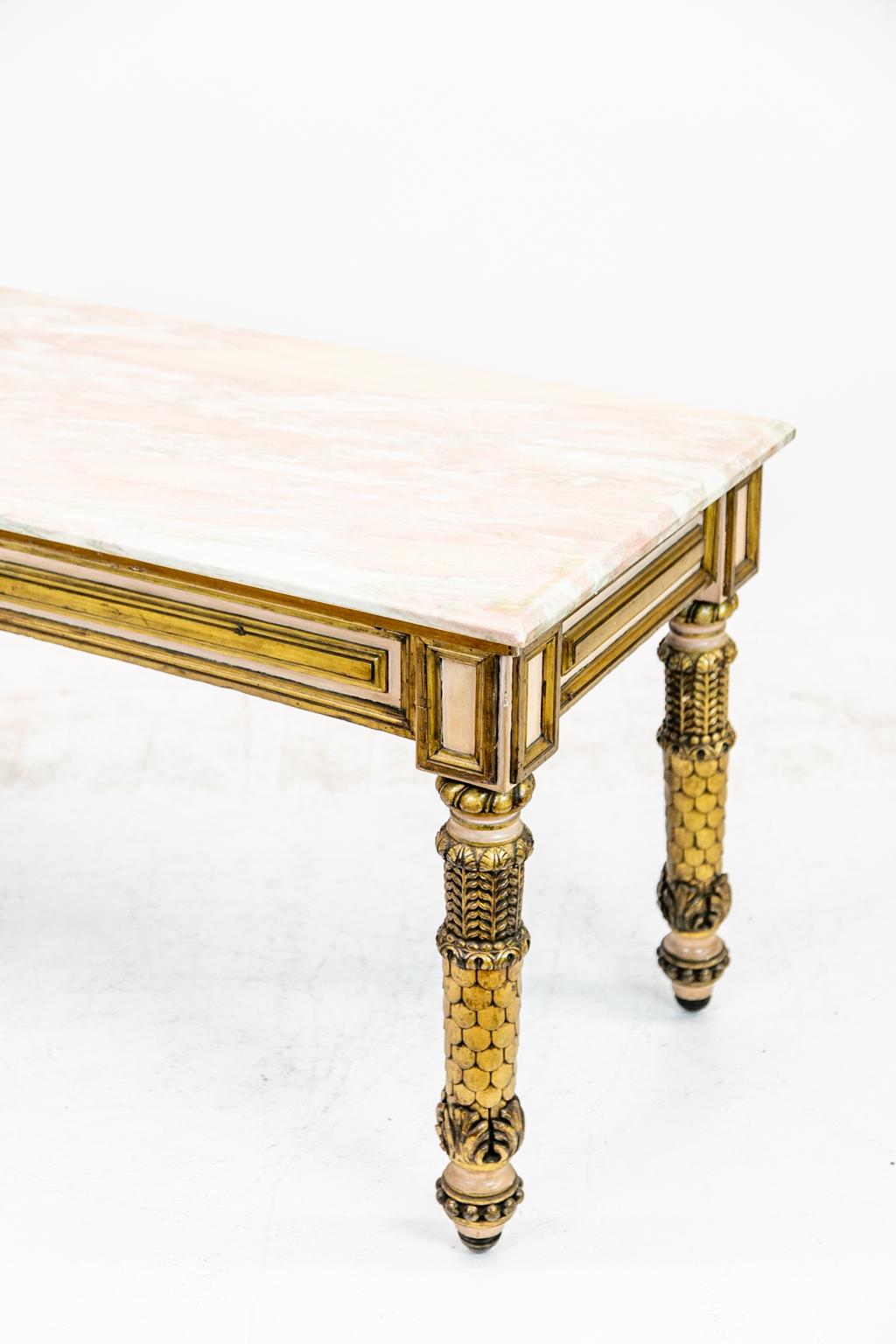 French Marble-Top Low Console Table 5