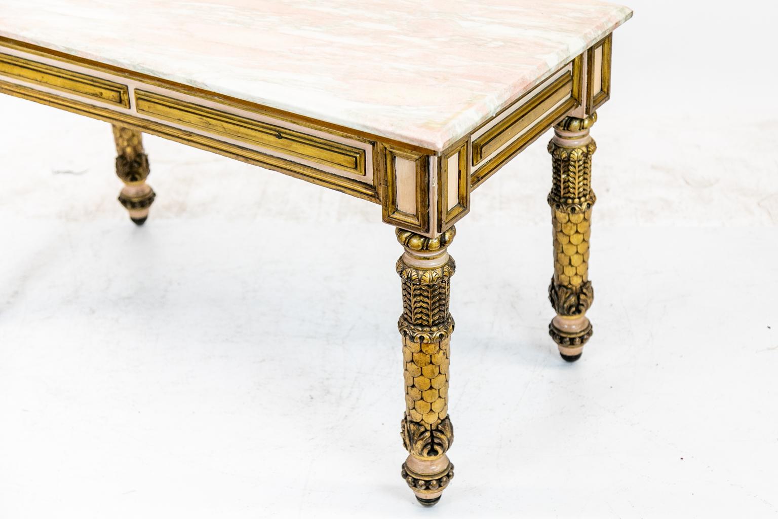  French Marble-Top Low Console Table 6