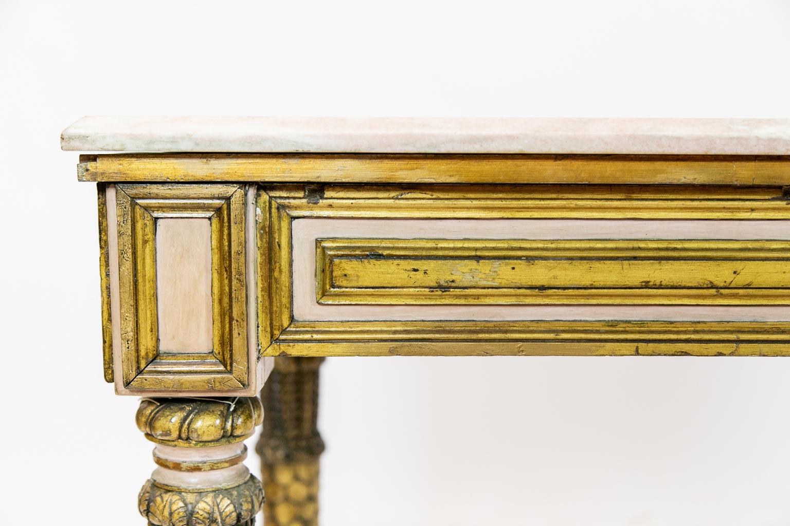 Gilt  French Marble-Top Low Console Table