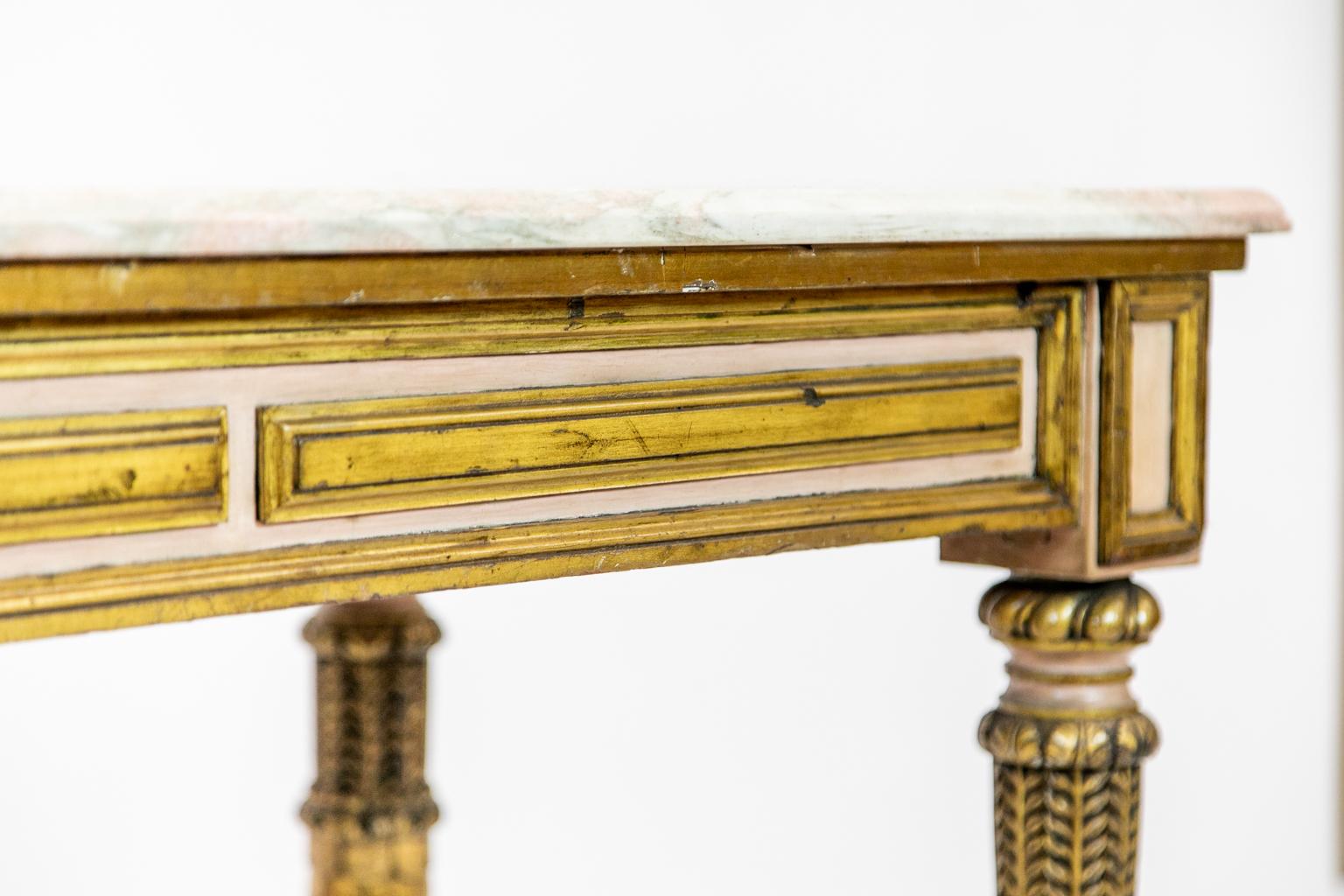  French Marble-Top Low Console Table 2