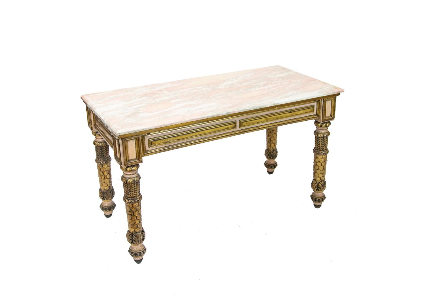  French Marble-Top Low Console Table 4