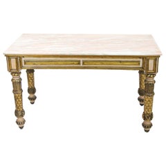 French Marble-Top Low Console Table