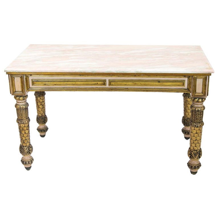 French Marble Top Low Console Table For Sale At 1stdibs
