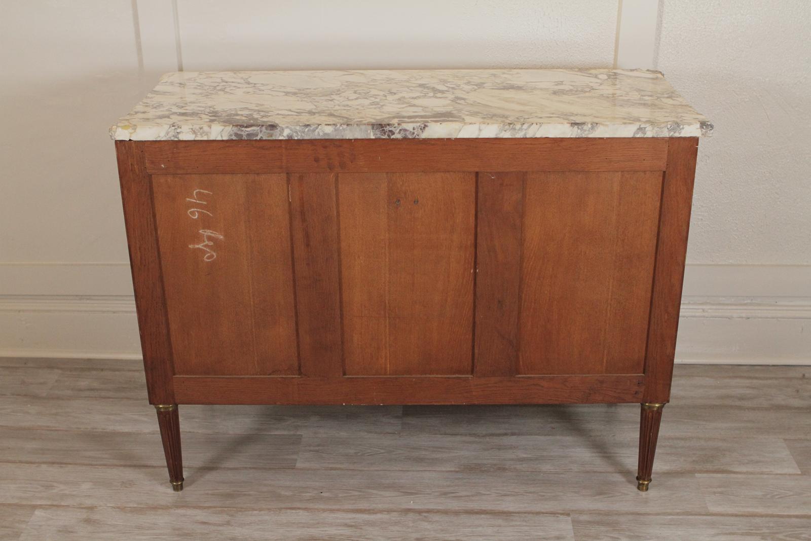 French Marble Top Mahogany Brass Inlaid Console/Cabinet  3