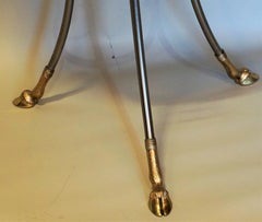 French Marble Top Nickel and Bronze Round Table