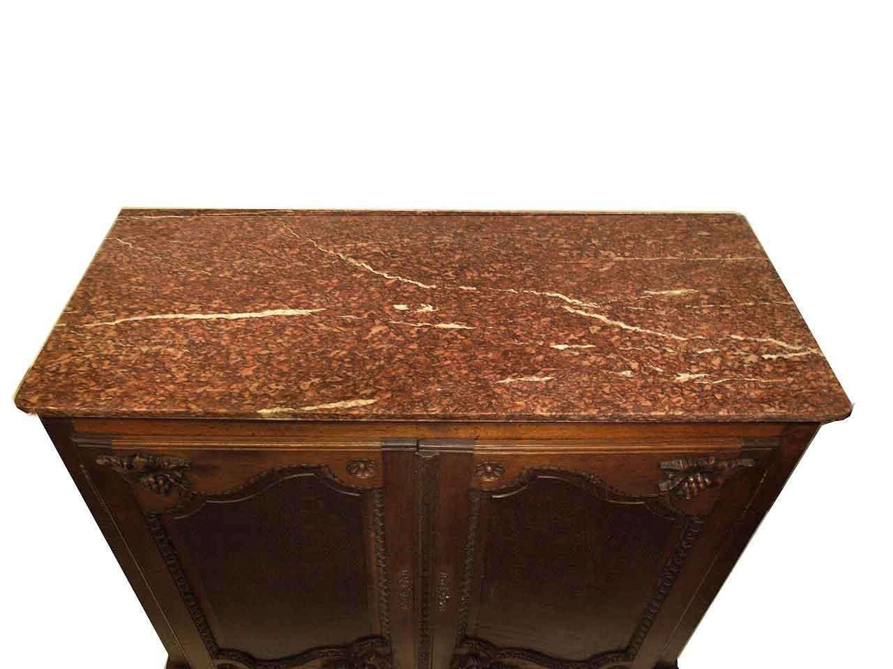 Mid-19th Century French Marble Top Oak Buffet For Sale