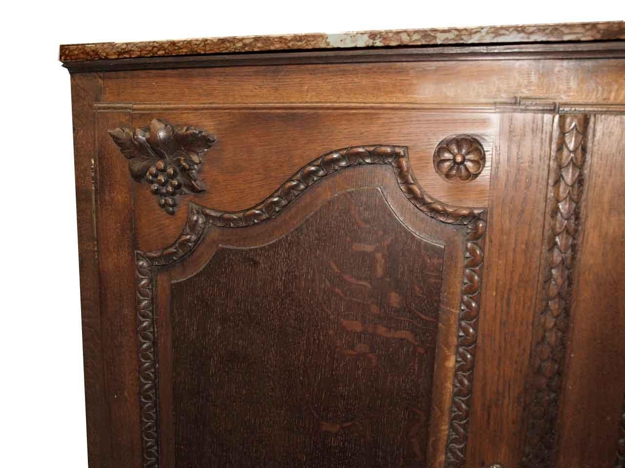 French Marble Top Oak Buffet For Sale 2