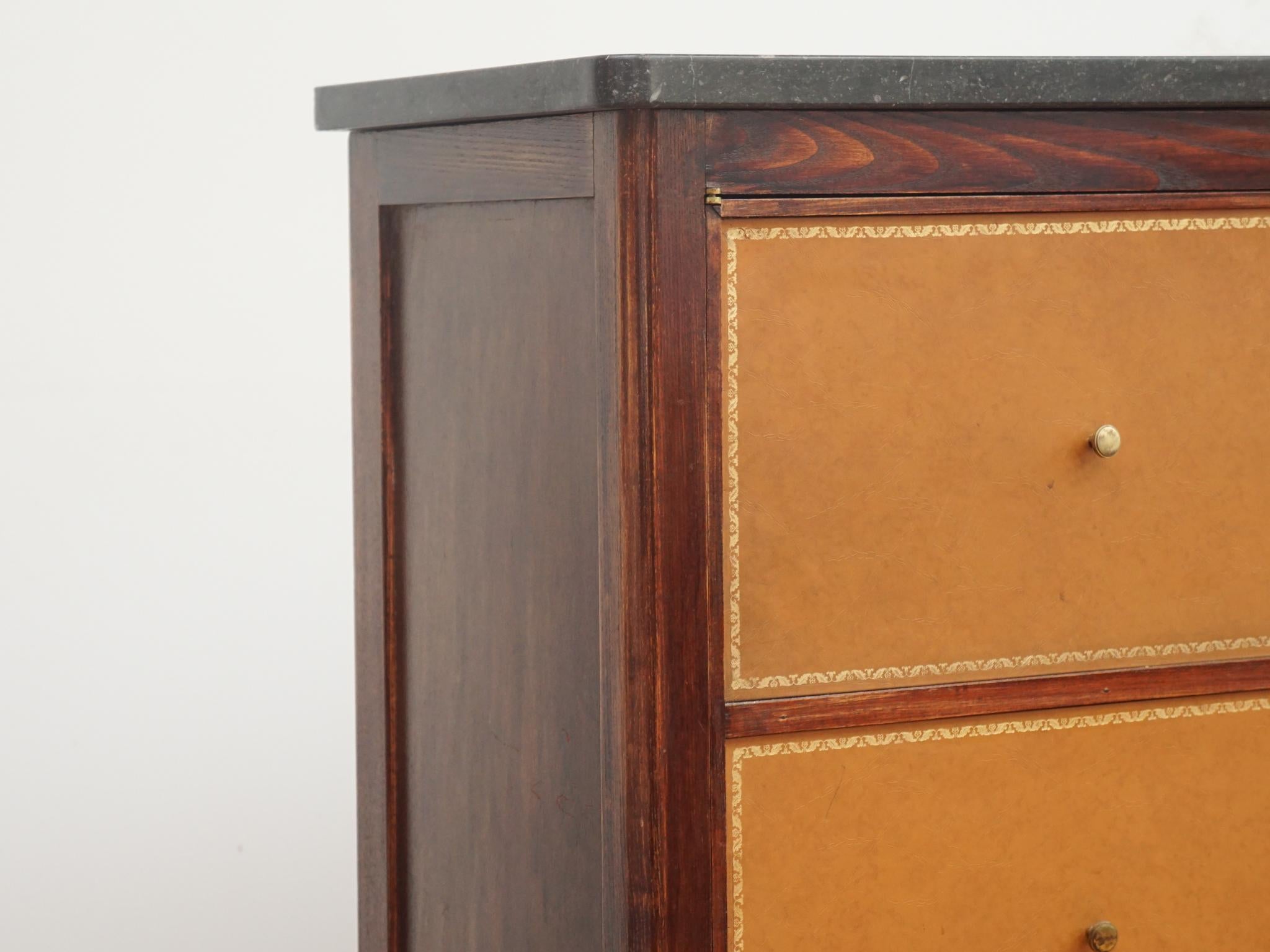 French Marble Top Office Credenza with Tooled Leather Facing In Good Condition In Hudson, NY