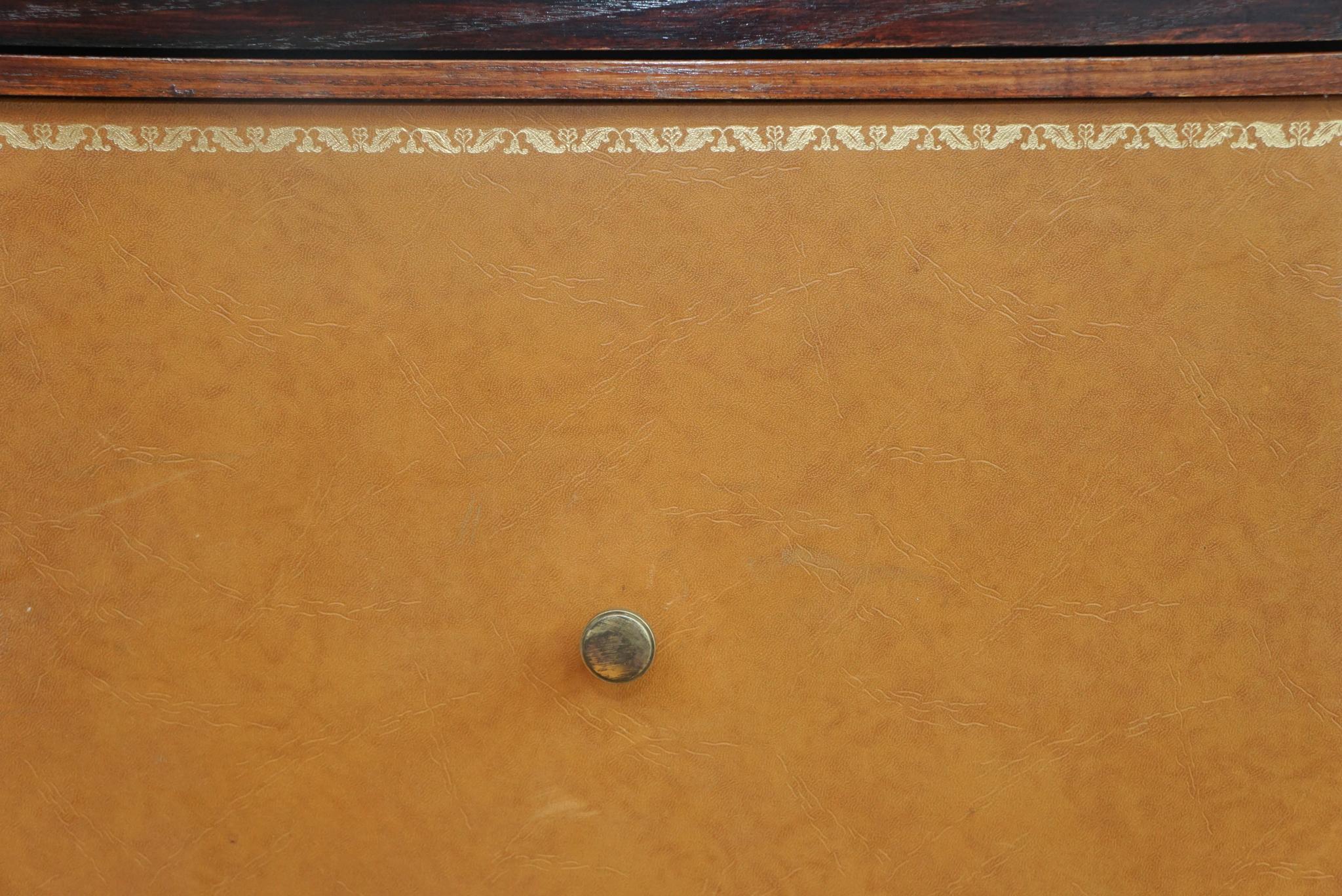 French Marble Top Office Credenza with Tooled Leather Facing 2