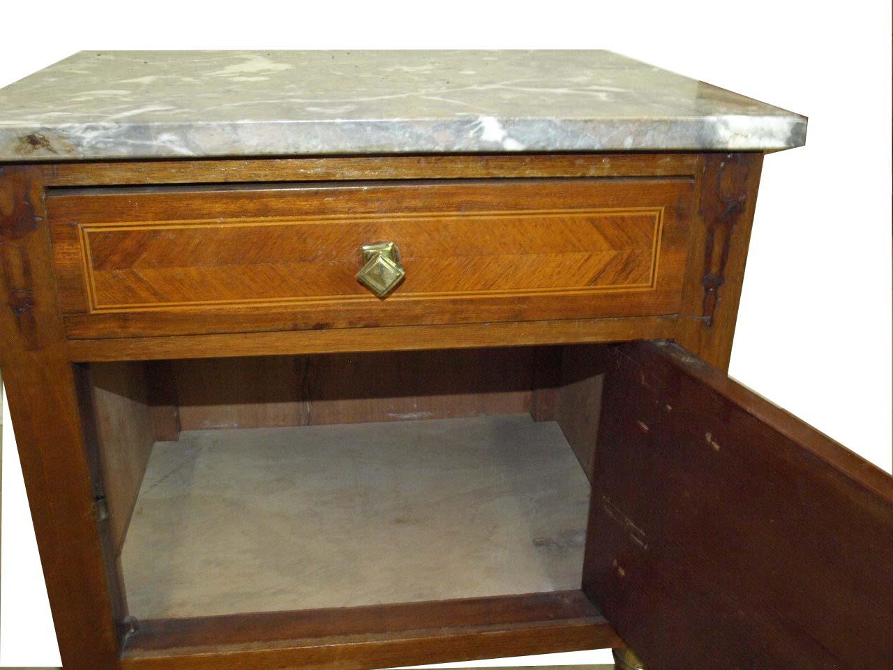 French Marble Top One Drawer Stand For Sale 1