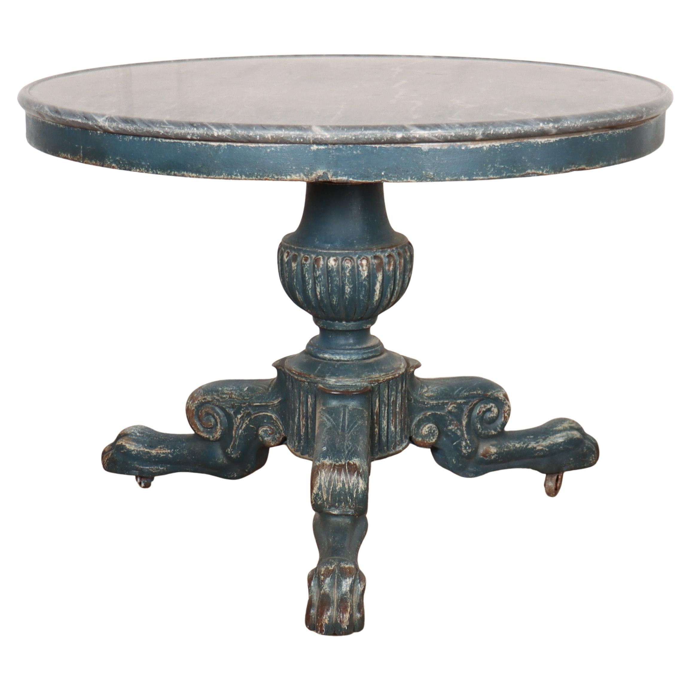 Gueridon francese con piano in marmo dipinto