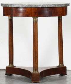 French Marble-Top Round Table or Guéridon in the Empire Style