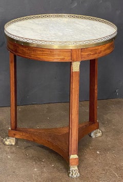 French Marble-Top Round Table or Guéridon in the Empire Style