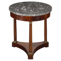 French Marble-Top Round Table or Guéridon in the Empire Style