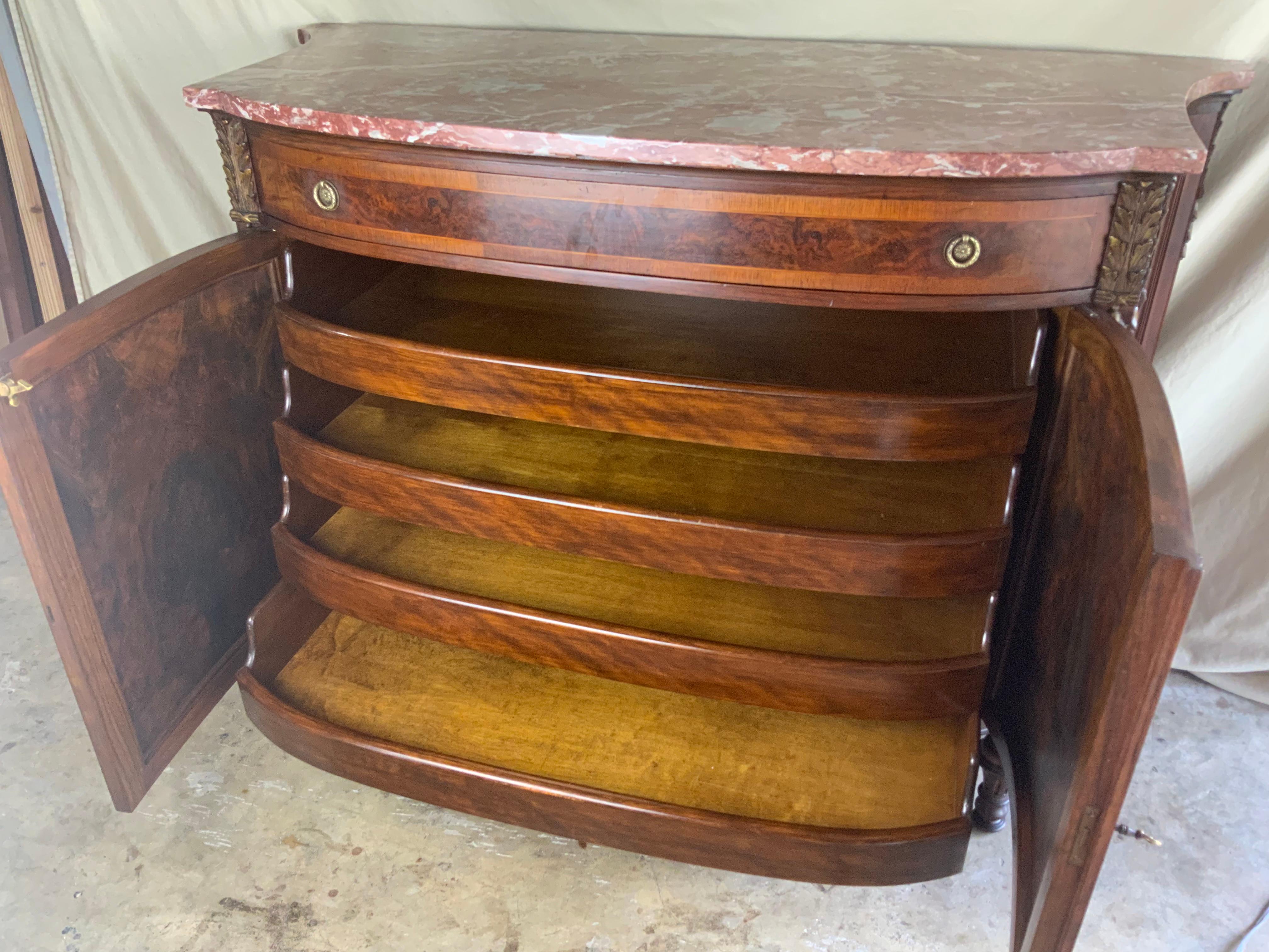 French Marble Top Server / Linen Press In Good Condition In Bradenton, FL