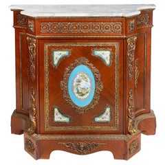 French marble top, Sevres mounted side cabinet, circa 1880