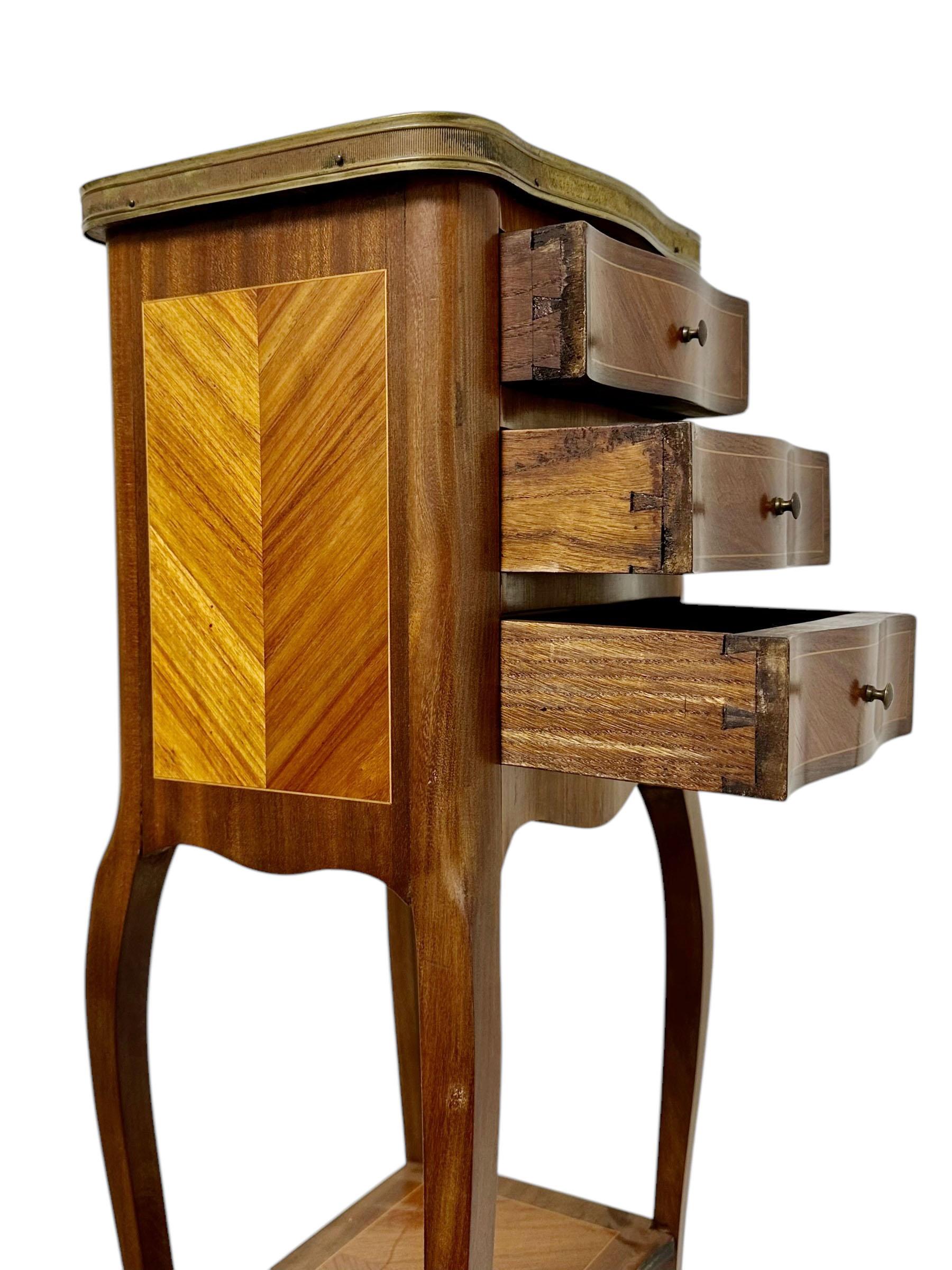 Bronze French Marble Top Side Table For Sale