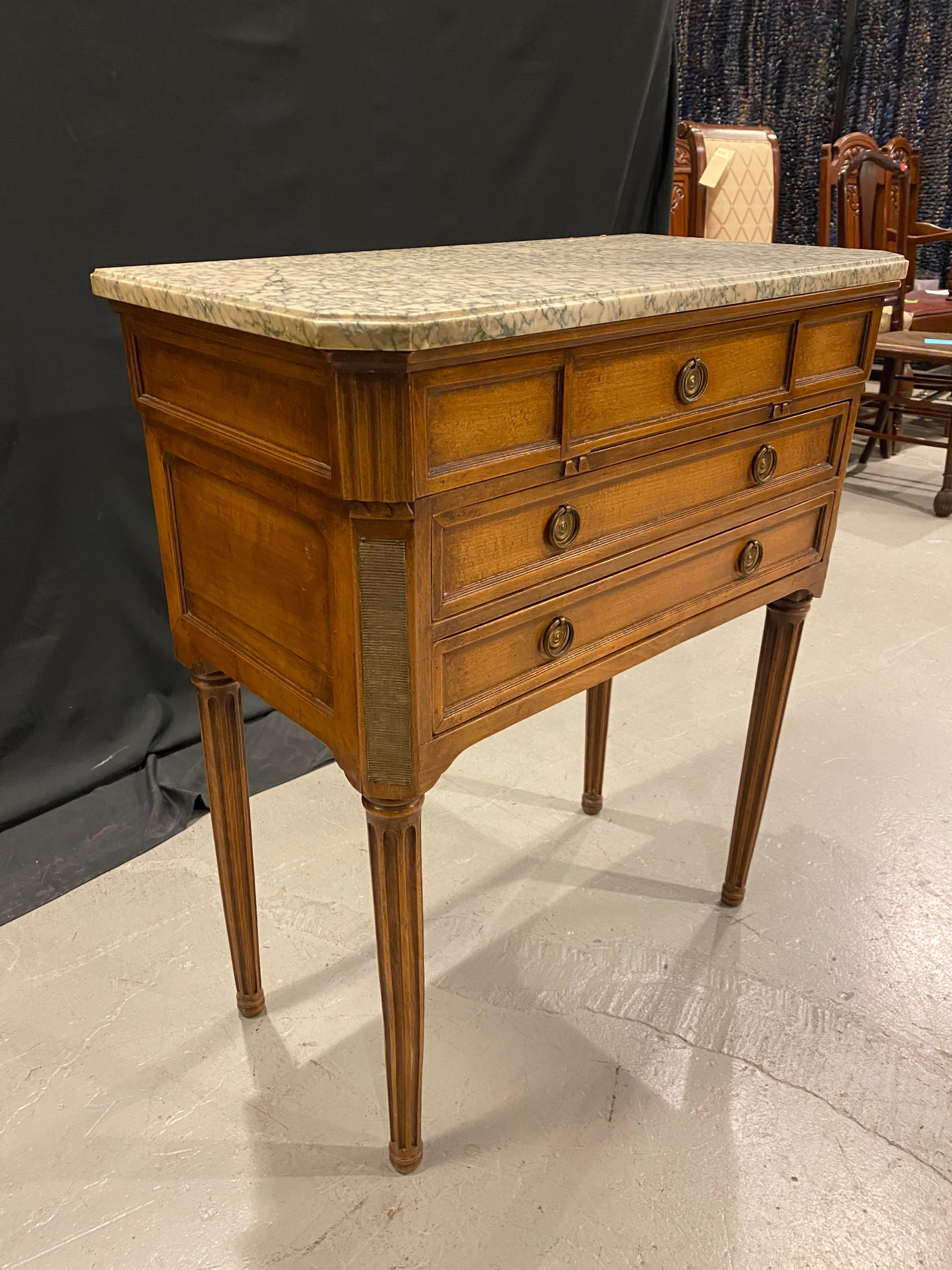 French Marble Top Side Table Louis XVI Styling 1