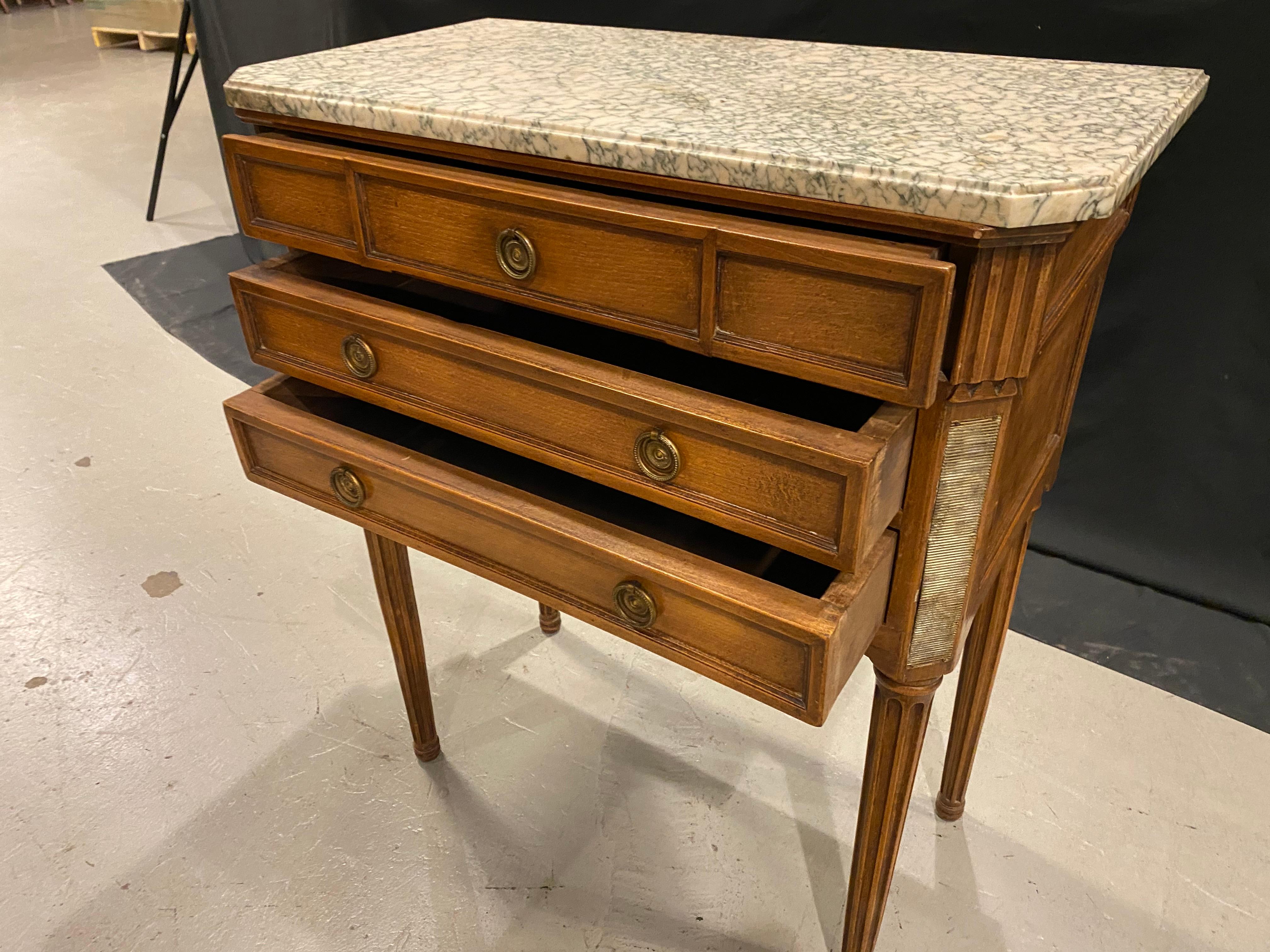 French Marble Top Side Table Louis XVI Styling 4