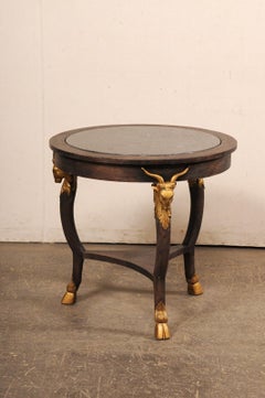 French Marble Top Table w/Goat Head & Hoof Accents