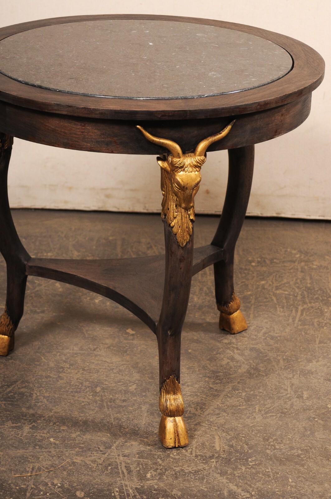 French Marble Top Table w/Goat Head & Hoof Accents In Good Condition For Sale In Atlanta, GA