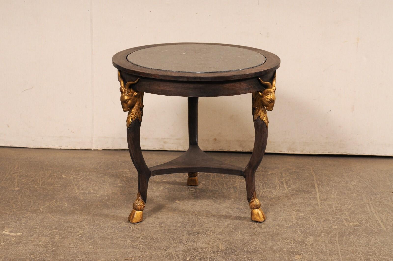 French Marble Top Table w/Goat Head & Hoof Accents For Sale 1