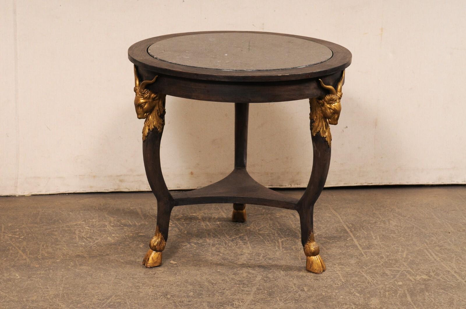 French Marble Top Table w/Goat Head & Hoof Accents For Sale 2