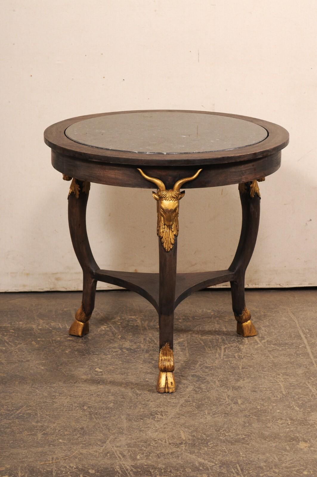 French Marble Top Table w/Goat Head & Hoof Accents For Sale 3