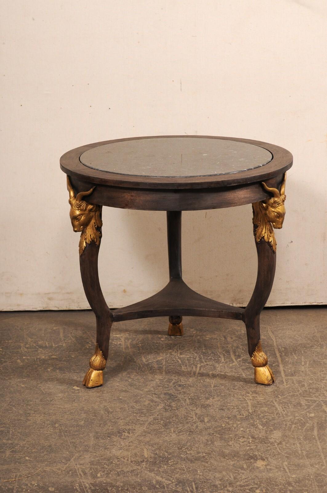 French Marble Top Table w/Goat Head & Hoof Accents For Sale 4