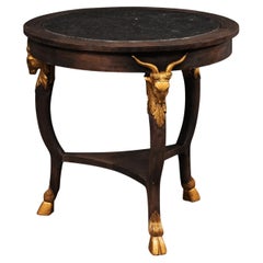 French Marble Top Table w/Goat Head & Hoof Accents