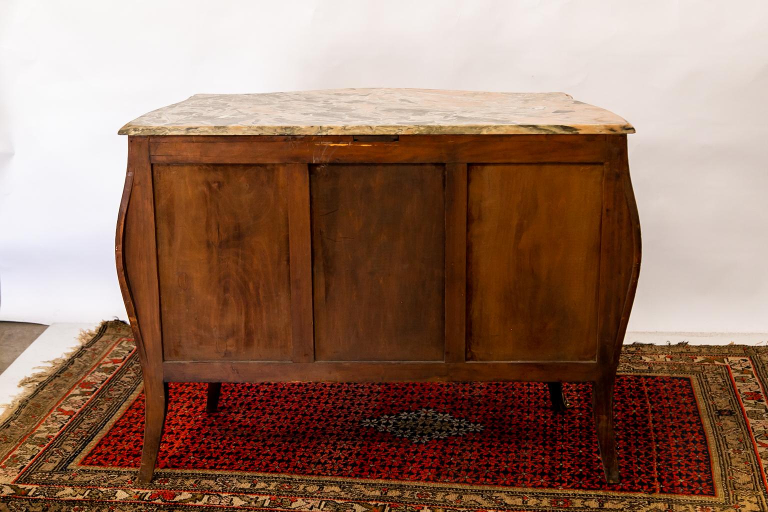 French Marble Top Walnut Bombay Commode with Secretaire  6
