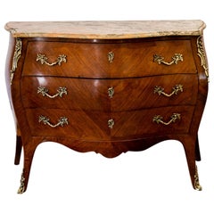 French Marble Top Walnut Bombay Commode with Secretaire 