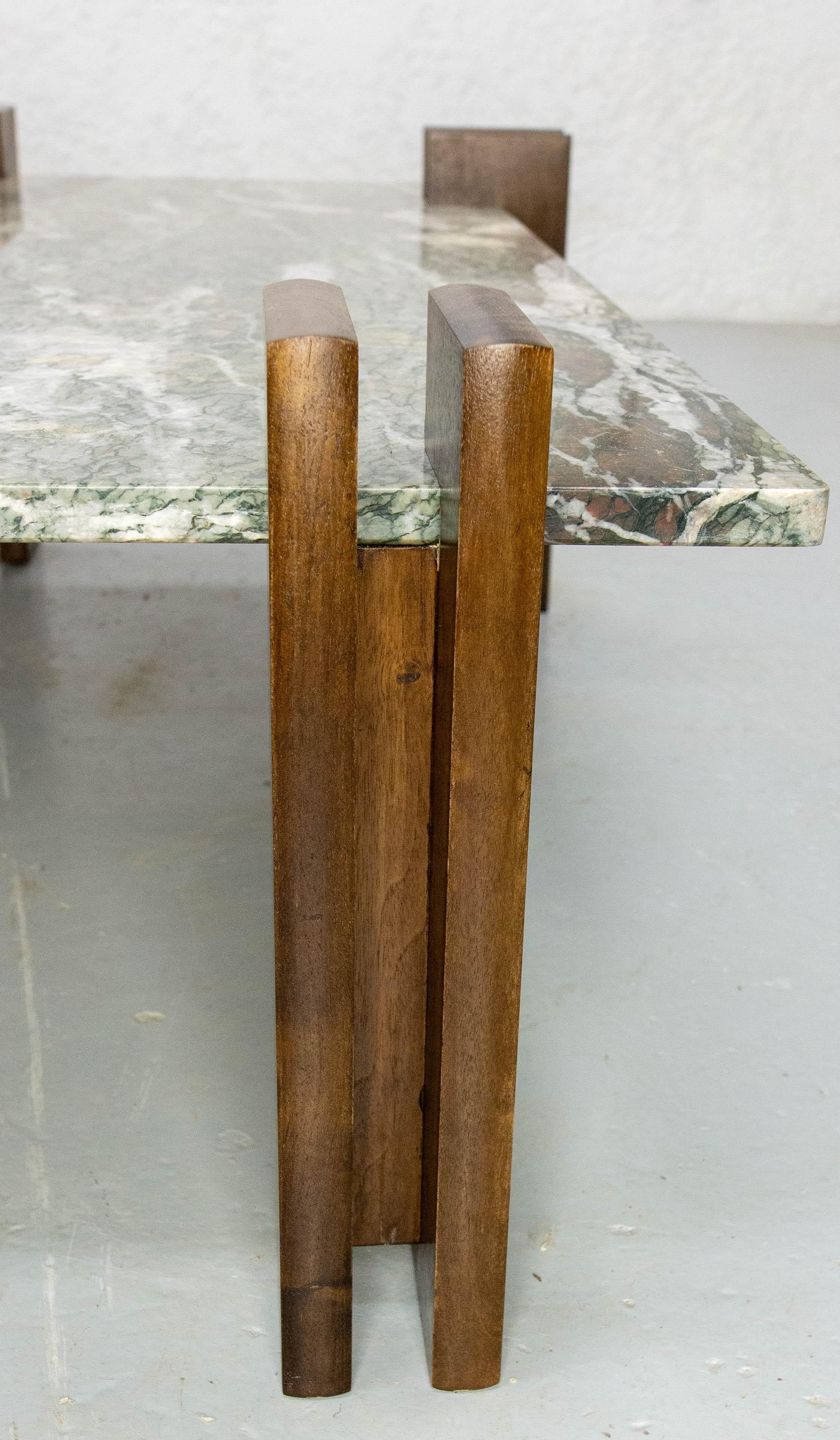 Tavolino da caffè francese in marmo e noce in stile Celina Decoracões, circa 1960 in vendita 6
