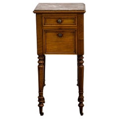 French Marble Top Walnut Night Stand