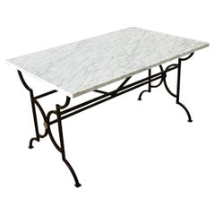 French Marble Top & Wrought Iron Kitchen Island