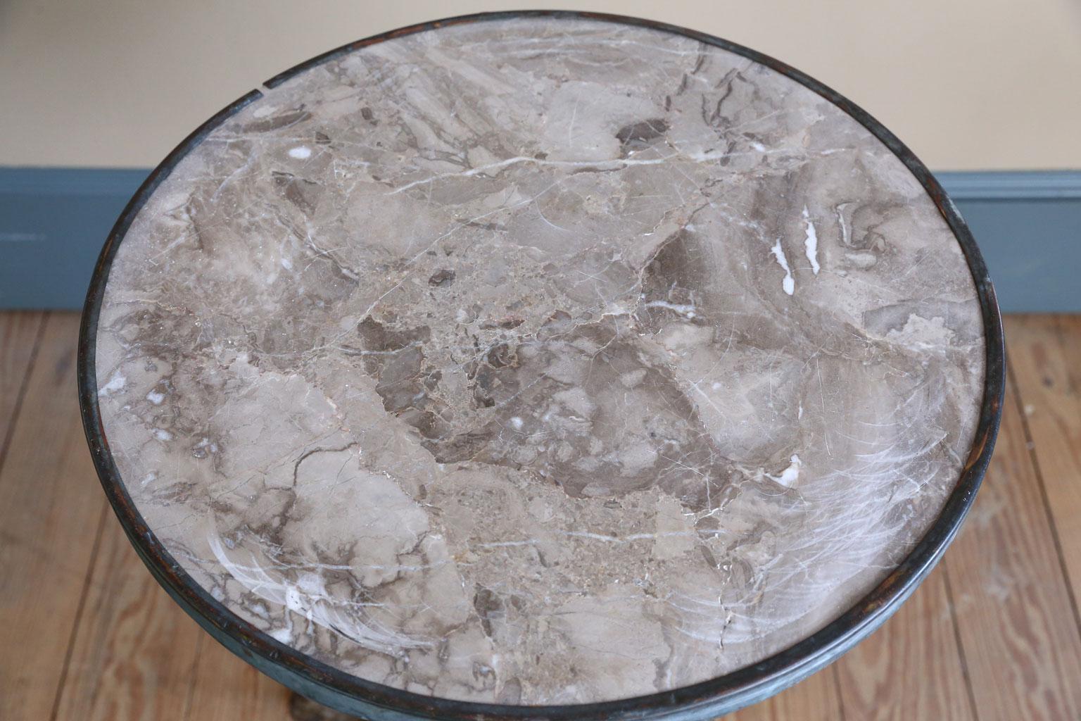 French Marble-Topped Bistro Table In Fair Condition In Houston, TX