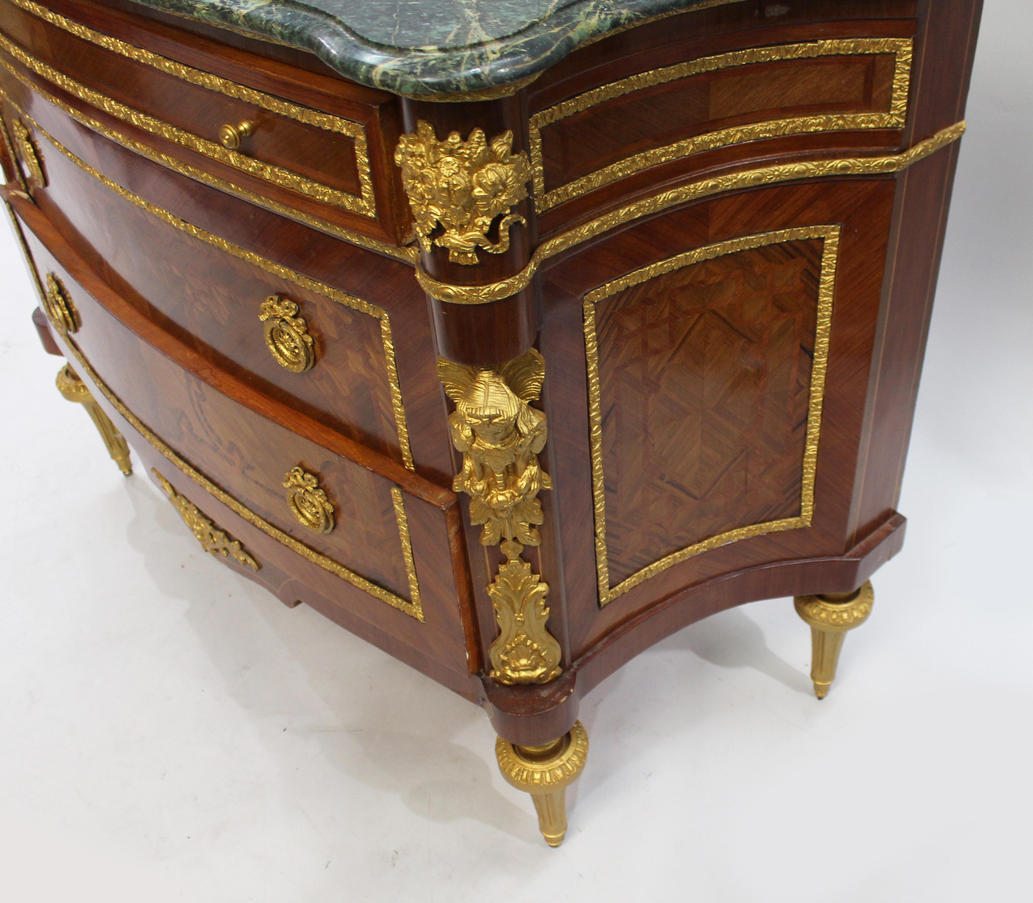 French Marble Topped Bow Fronted Commode with Gilt Metal Mounts For Sale 5