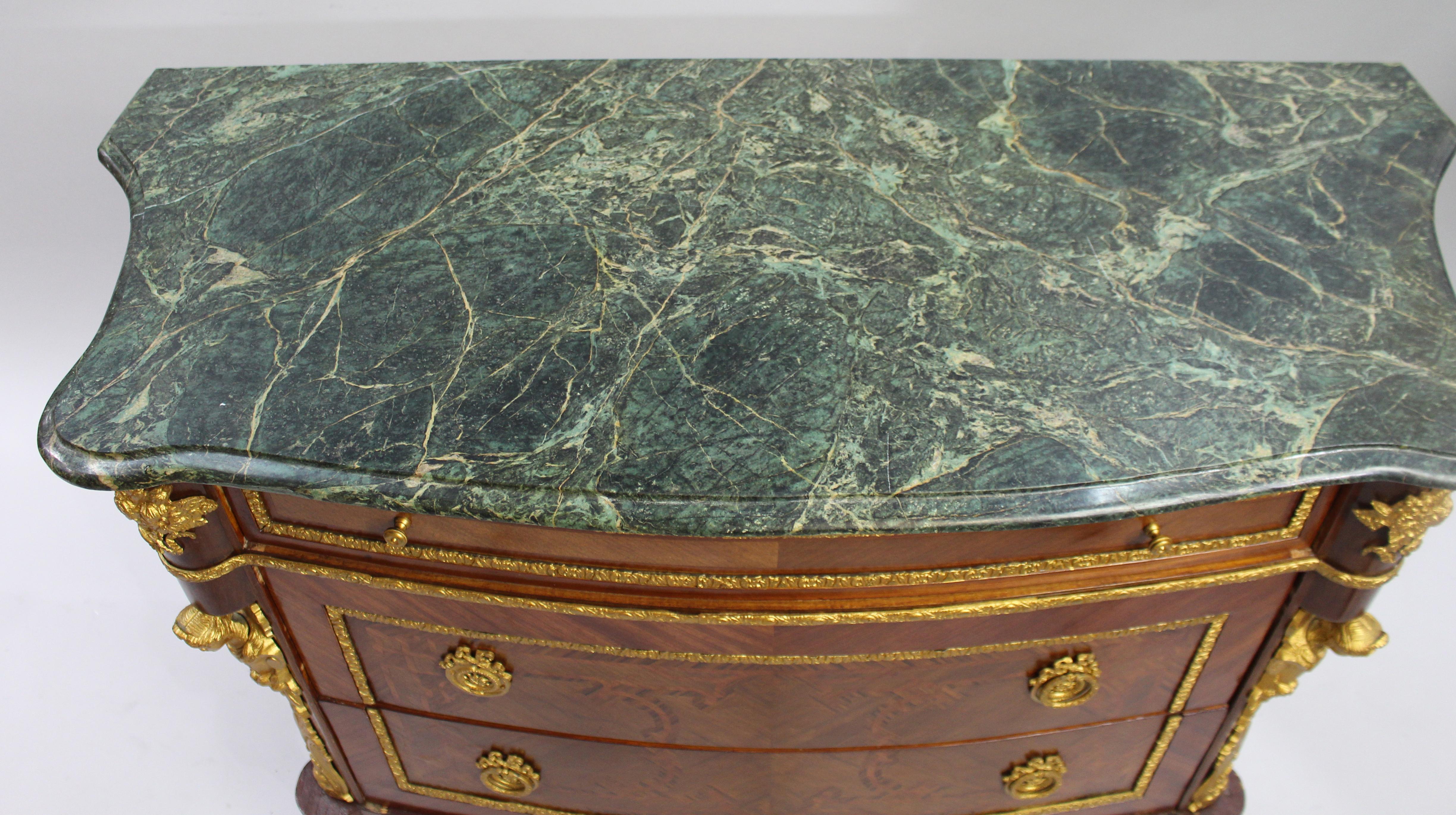 French Marble Topped Bow Fronted Commode with Gilt Metal Mounts 1