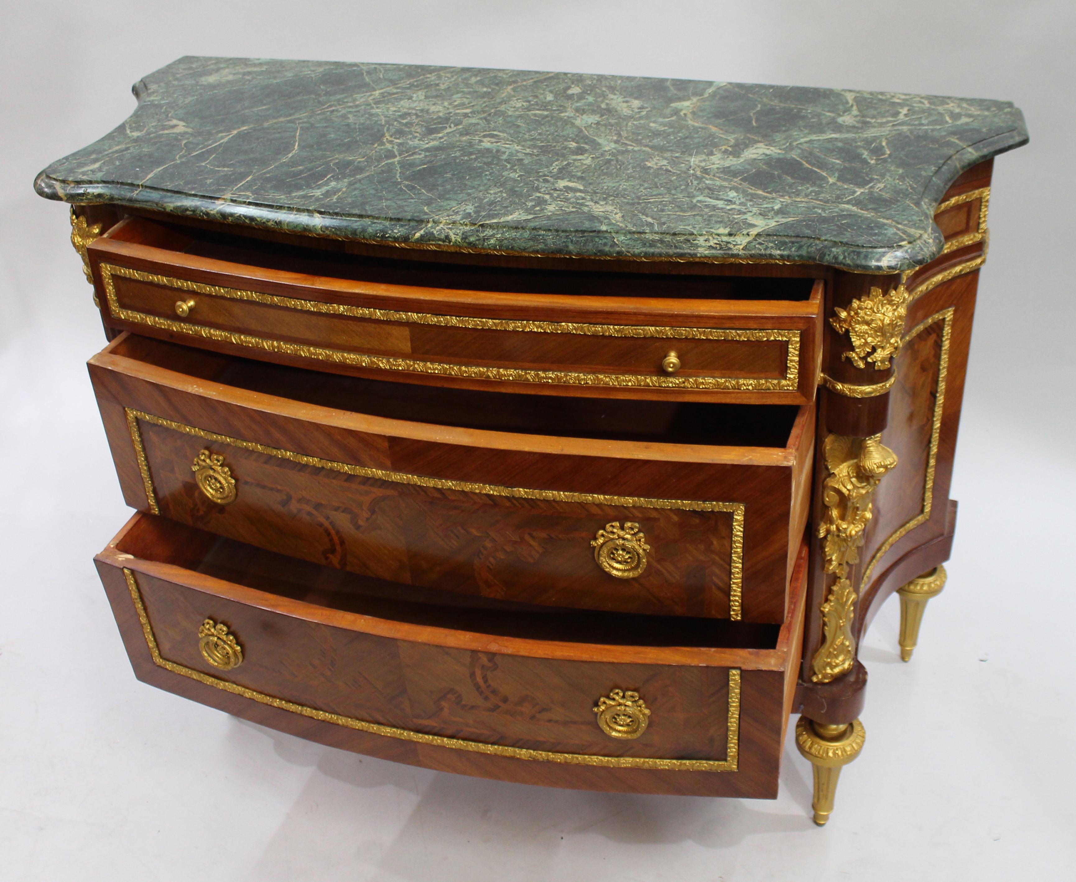 French Marble Topped Bow Fronted Commode with Gilt Metal Mounts For Sale 3