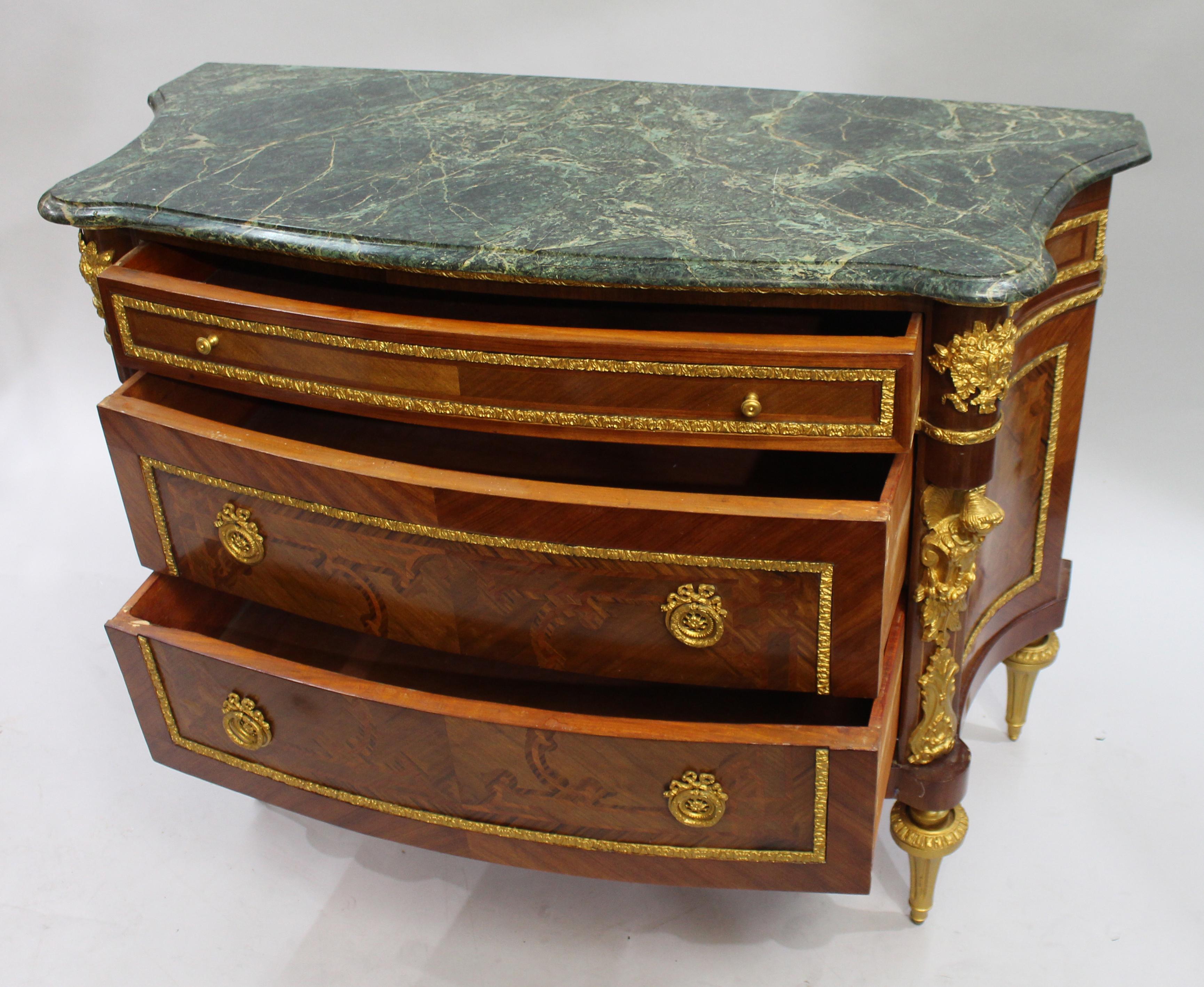 French Marble Topped Bow Fronted Commode with Gilt Metal Mounts 3
