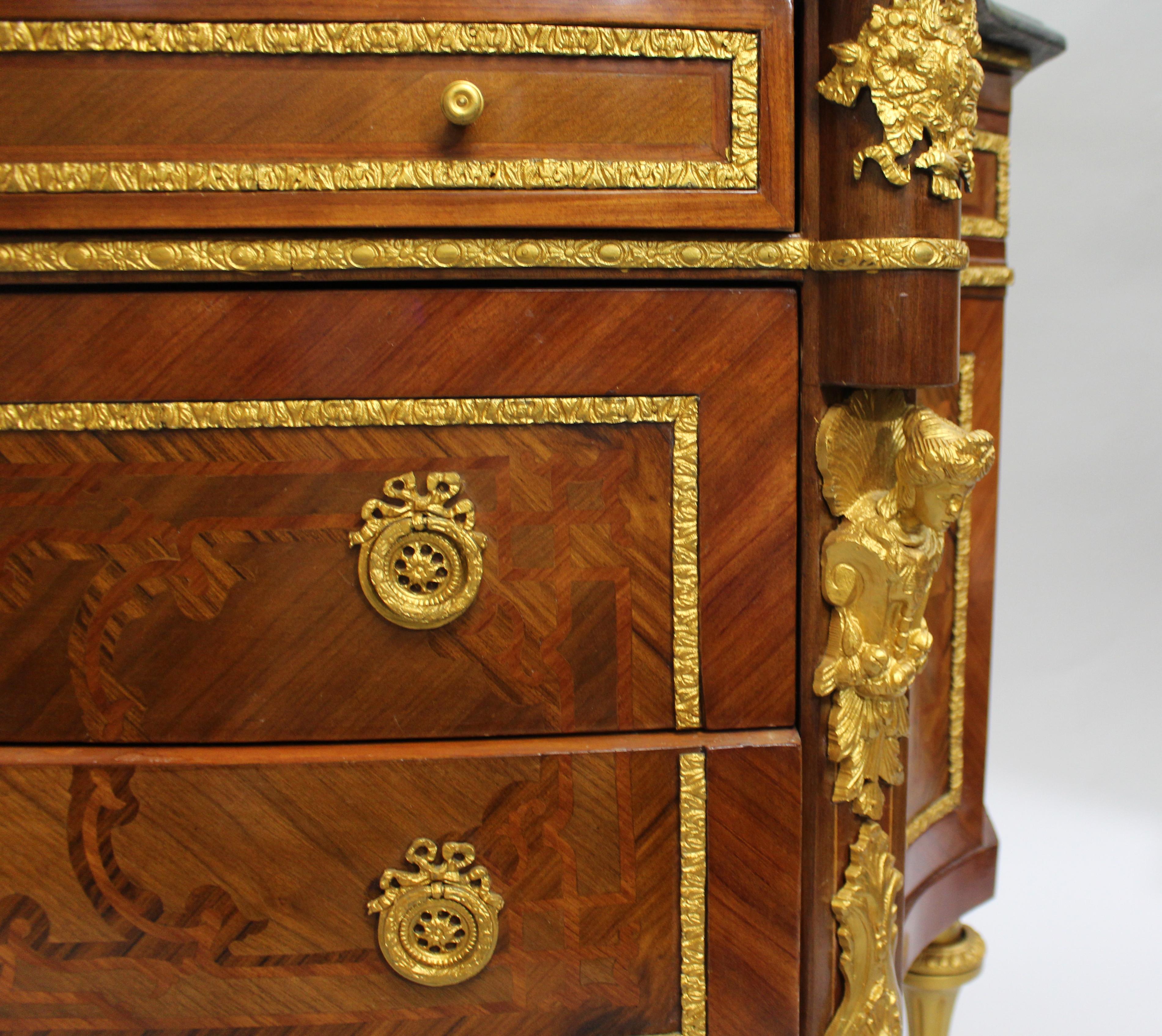 French Marble Topped Bow Fronted Commode with Gilt Metal Mounts 4