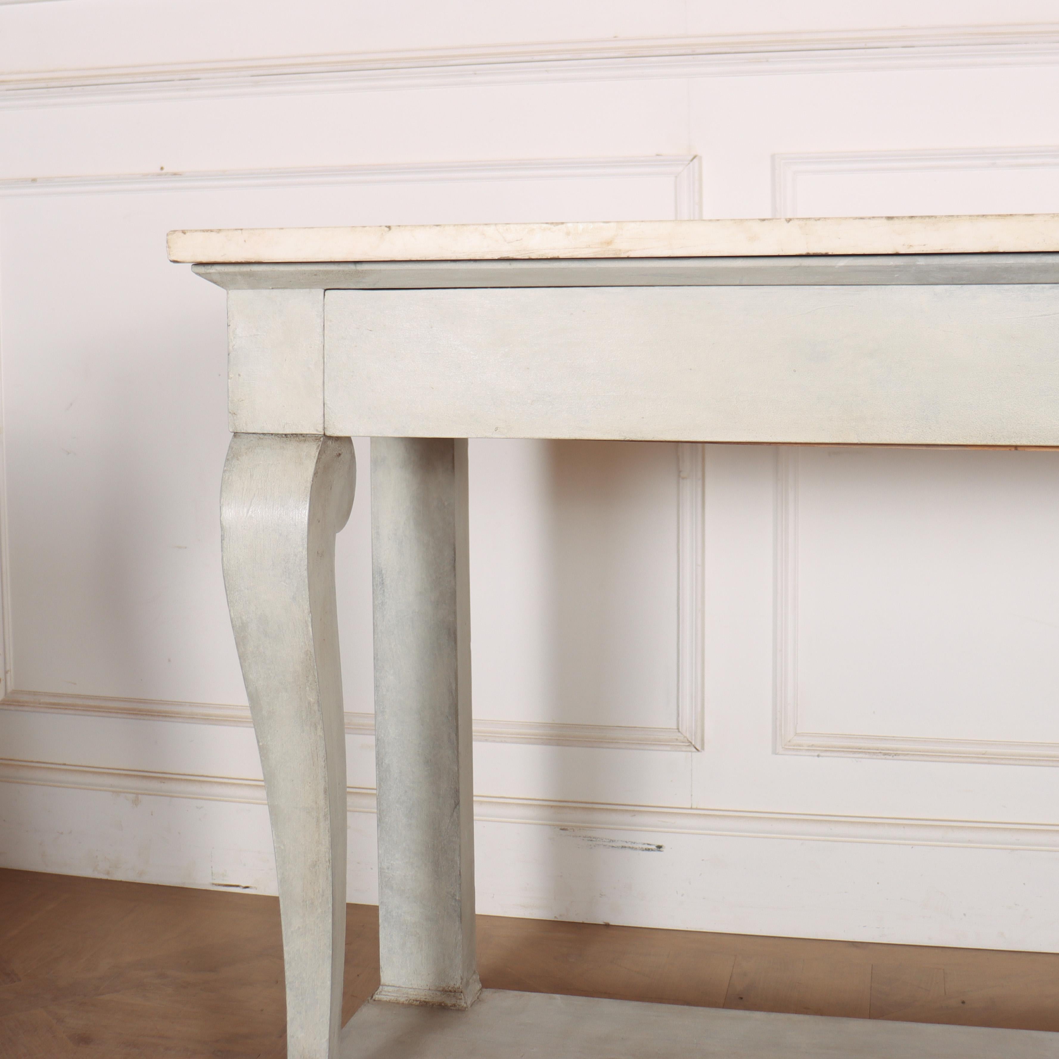 Painted French Marble Topped Console Table For Sale