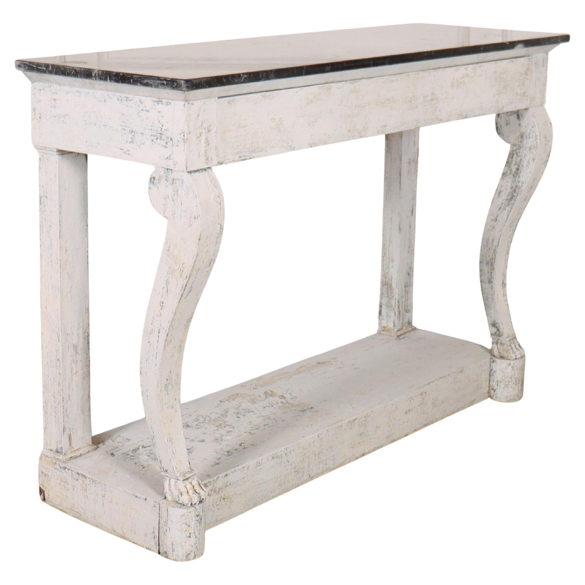 French Marble Topped Console Table For Sale