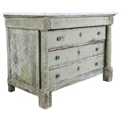 French Marble Topped Directoire Commode, Newly Painted